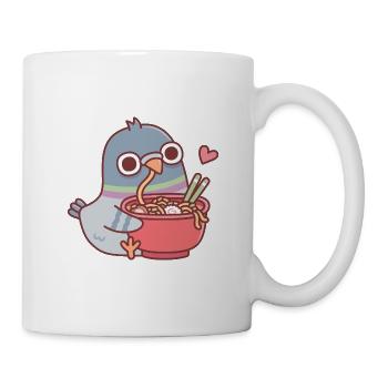 Süße Derpy-Taube liebt es, Ramen-Nudeln zu essen - Tasse - Weiß - Rechts