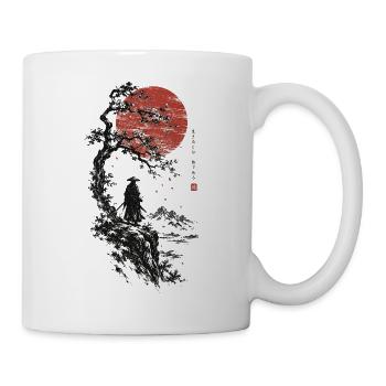 Roter Mond, Bonsai und Samurai - Tasse - Weiß - Rechts
