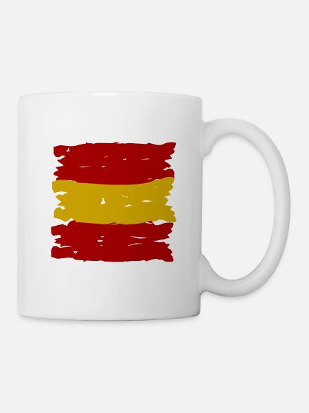 Spanien Flaggenstreifen Pinselkunst - Tasse - Weiß