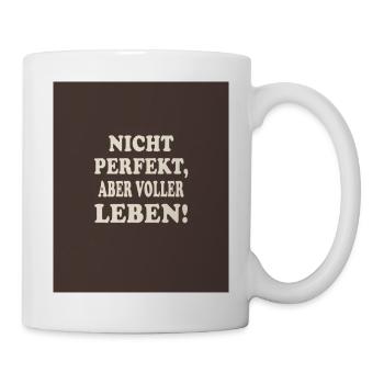 Nicht perfekt, aber voller Leben – Retro Poster - Tasse - Weiß - Rechts