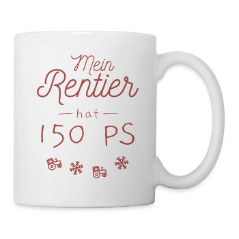 Mein Rentier hat 150 PS - Tasse - Weiß - Rechts