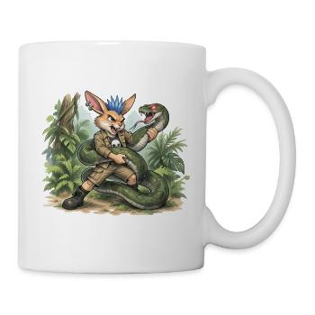Bunny Punk Junglejäger Hase mit Dämonschlange - Tasse - Weiß - Rechts