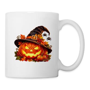 Halloween Kürbis im Hexenhut Wenuma  - Tasse - Weiß - Rechts