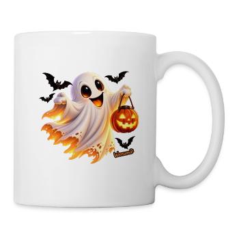 Halloween_02_Gespenst_Kuerbislaterne_Wenuma_Spr - Tasse - Weiß - Rechts