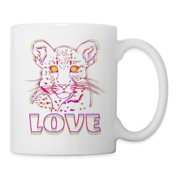 Neon-Tiger Love Kunst - Tasse - Weiß - Rechts