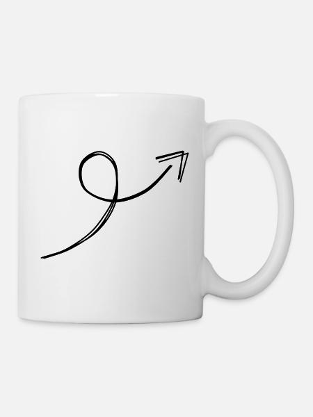 Spiralpfeil handgezeichnet - Tasse - Weiß