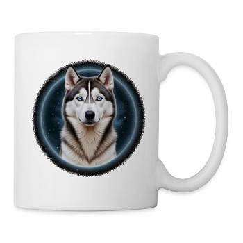 Nachthimmel Husky Porträt - Tasse - Weiß - Rechts