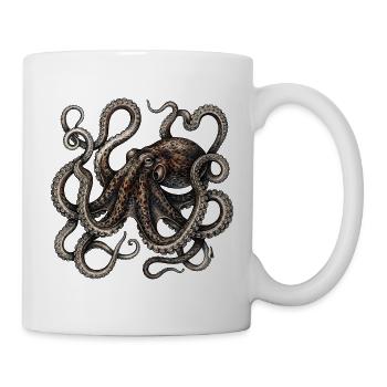 Oktopus im Vintage-Stil - Tasse - Weiß - Rechts