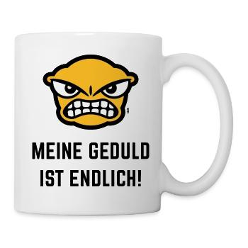 Meine Geduld Ist Endlich! (Emoticon / POS 3C Gold) - Tasse - Weiß - Rechts