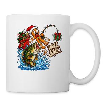 Well Shit Gingerbread Fishing Christmas Bass Humor - Tasse - Weiß - Rechts