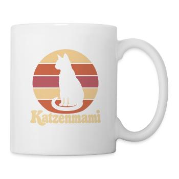 Katzenmami – Katze vor Retro-Sonne - Tasse - Weiß - Rechts