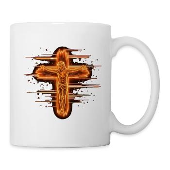Cyber Neon Holzkreuz & Korpus – Mystisches Gothic  - Tasse - Weiß - Rechts