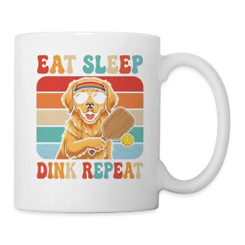 Essen, schlafen, dink, wiederholen, Hund wiederholen. - Tasse - Weiß - Rechts