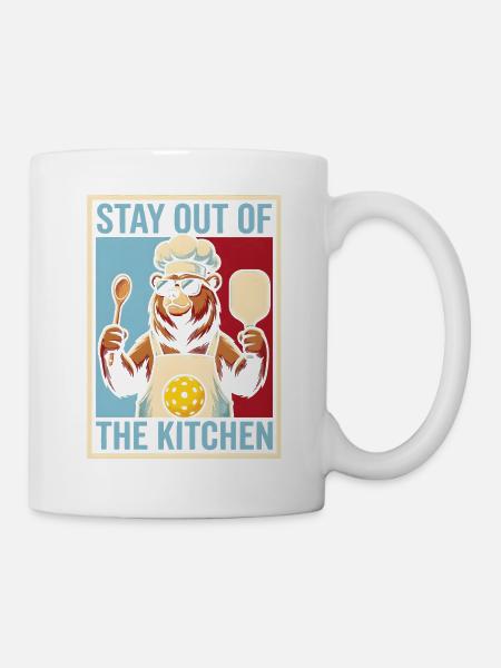 Bleib draußen, Küchenbär-Koch - Tasse - Weiß