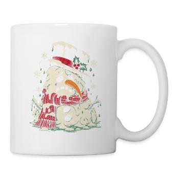 Schmelzender Schneemann im Winterschal - Tasse - Weiß - Rechts