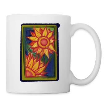 Sonnenblumen-Burst-Rahmen - Tasse - Weiß - Rechts