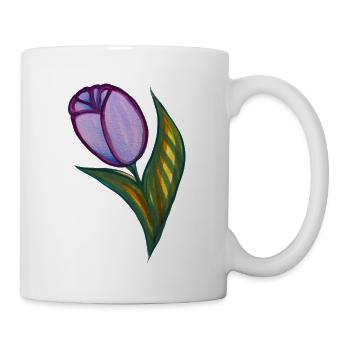Aquarell Tulip in Lila und Grün - Tasse - Weiß - Rechts