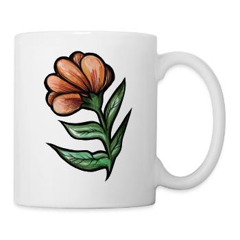 Botanische Illustration der lebhaften orangen Blume - Tasse - Weiß - Rechts