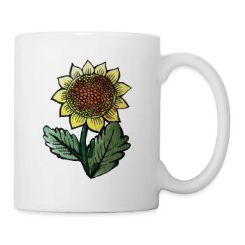 Sonnenblumen-Skizze-Botanischer Tee - Tasse - Weiß - Rechts