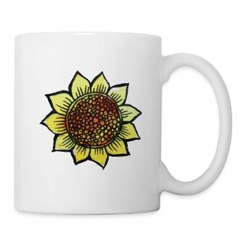 Sonnenblumen-Skizze in sonniger Palette - Tasse - Weiß - Rechts