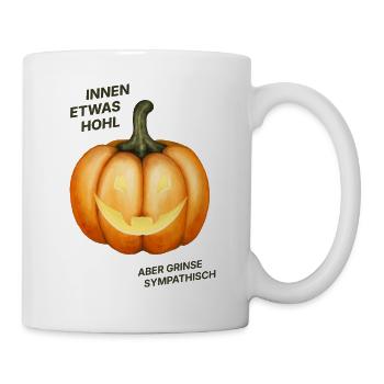 Innen etwas hohl, aber grinse sympathisch - Kürbis - Tasse - Weiß - Rechts