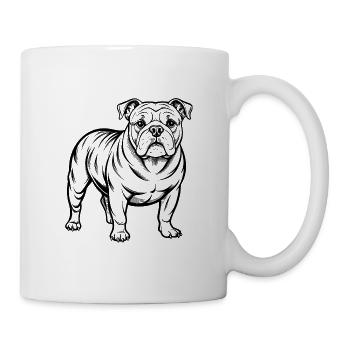 Bulldog-Hund-Stand - Tasse - Weiß - Rechts