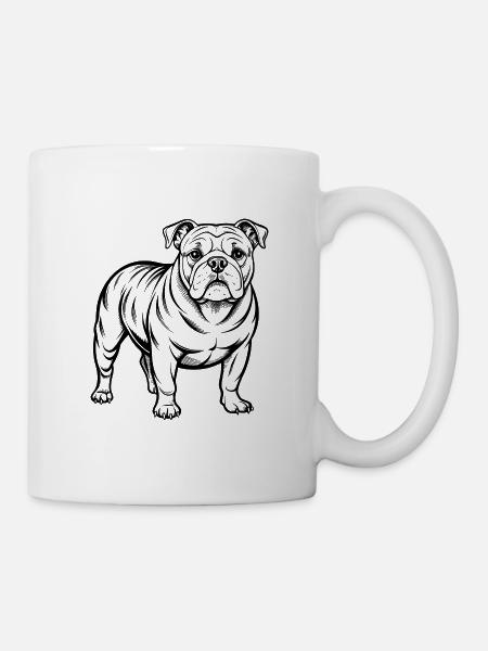 Bulldog-Hund-Stand - Tasse - Weiß
