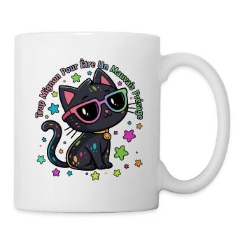 Black Cat Rainbow Chic Lustig - Tasse - Weiß - Rechts