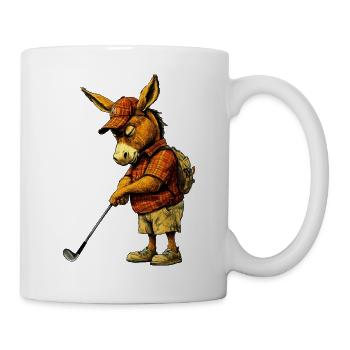 Esel Golfer / Golf Esel - Tasse - Weiß - Rechts