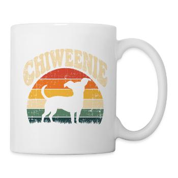 Chiwende Hundesilhouette Retro-Sonnenuntergang - Tasse - Weiß - Rechts