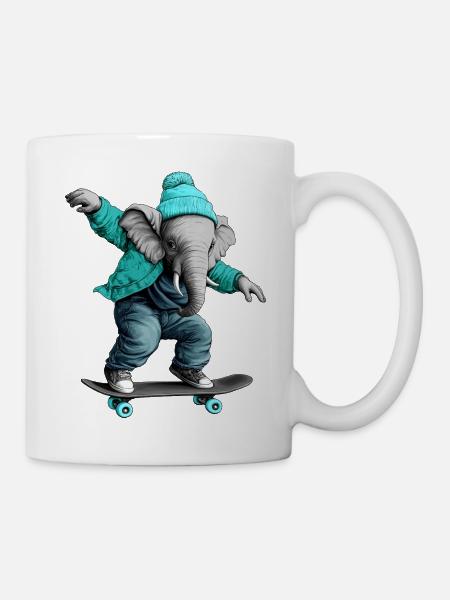 Elefant Freestyle - Tasse - Weiß