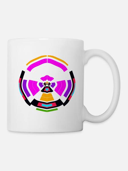 Neon Mandala Farbkreis - Tasse - Weiß