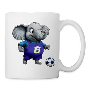 Elefanten Fussball / Fussballer Elefant - Tasse - Weiß - Rechts