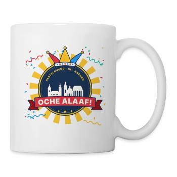 Oche Alaaf Aachen Karneval Emblem mit Narrenkappe - Tasse - Weiß - Rechts