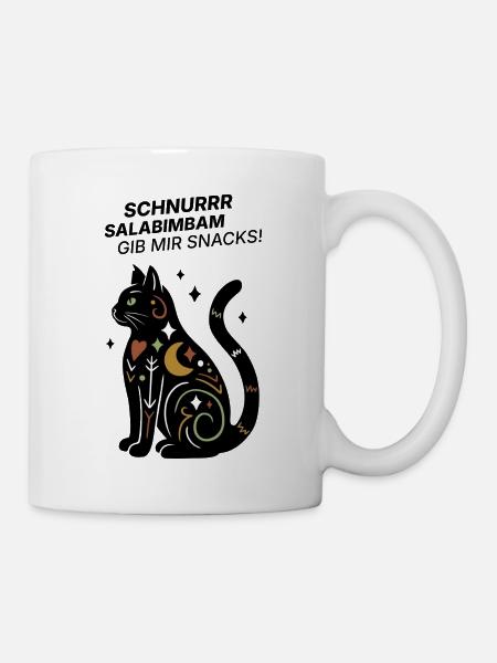 Schnurrrsalabimbam - Gib mir Snacks! - Katze - Tasse - Weiß