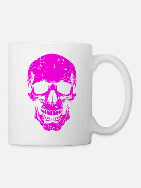 Neon Totenkopf Silhouette - Tasse - Weiß