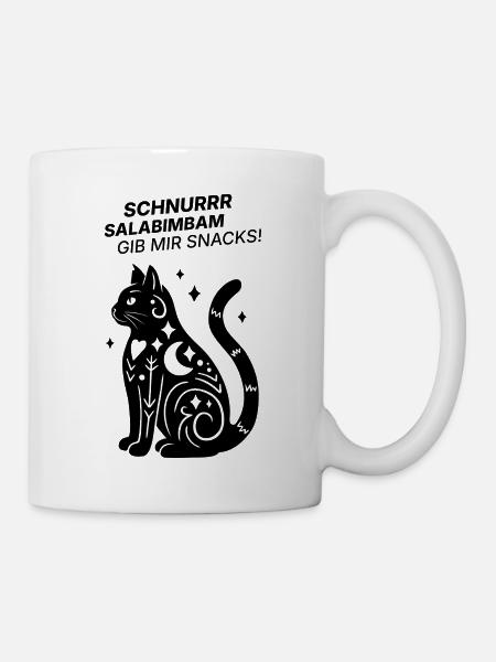 Schnurrrsalabimbam - Gib mir Snacks! - Katze - Tasse - Weiß