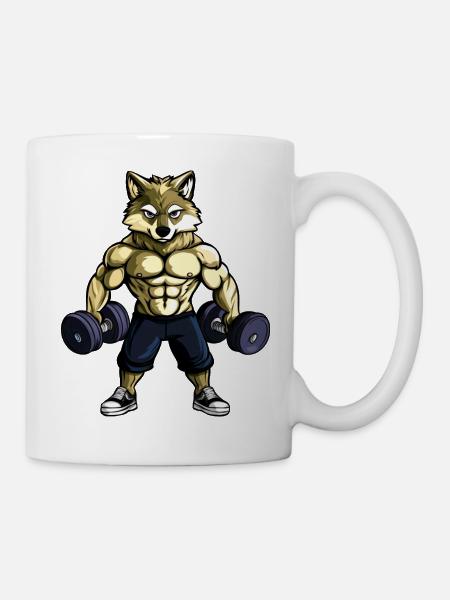 Starker Wolf / Bodybuilding - Tasse - Weiß