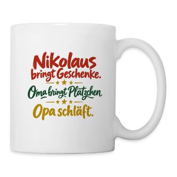 Nikolaus Oma Opa Shirt lustiger Spruch - Tasse - Weiß - Rechts