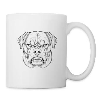 Beißender Hund Kopfzeichnung - Tasse - Weiß - Rechts