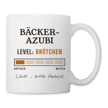 Bäcker Azubi Level Brötchen - Tasse - Weiß - Rechts