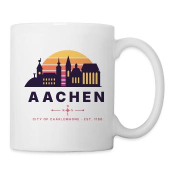 Aachen Retro Sunset Skyline City of Charlemagne - Tasse - Weiß - Rechts