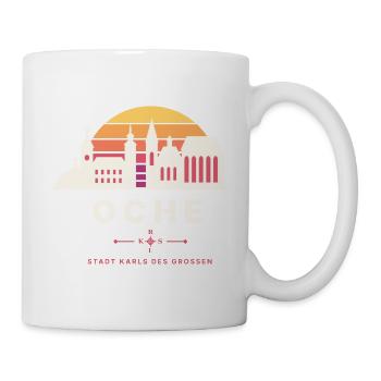 Oche Retro Sunset Skyline Stadt Karls des Großen - Tasse - Weiß - Rechts