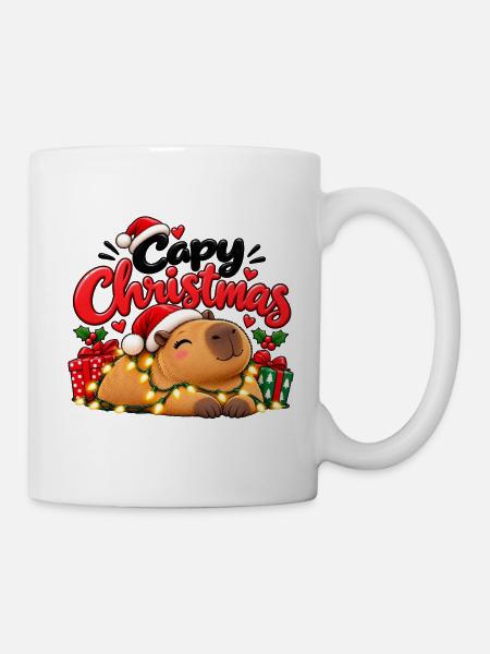 Capy Christmas – Süsses Capybara Weihnachten - Tasse - Weiß