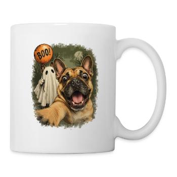 Boo Französische Bulldogge Mit Geist Zu Halloween - Tasse - Weiß - Rechts