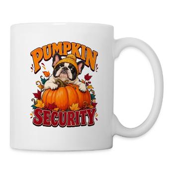 Pumpkin Security Französische Bulldogge Im Herbst - Tasse - Weiß - Rechts