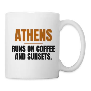 Athen lebt von Kaffee und Sonnenuntergängen - Tasse - Weiß - Rechts