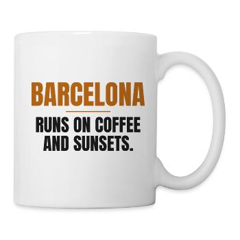 Barcelona lebt von Kaffee und Sonnenuntergängen - Tasse - Weiß - Rechts