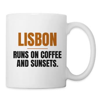 Lissabon lebt von Kaffee und Sonnenuntergängen - Tasse - Weiß - Rechts