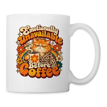 Kaffee-Katze: Emotional Unverfügbar - Tasse - Weiß - Rechts